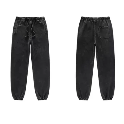 Streetwear Luxury Sweatpants Heavyweight Vintage Acid Wash High Quality Cotton Custom logo Oversize Men's Drawstring  Sweatpants