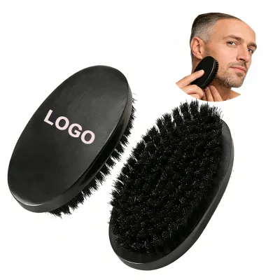 Custom Logo Beard Brush Wood Beard Brush with Soft Natural Bristles Gentle Grooming Tool for Shaping Smoothing and Taming Facial