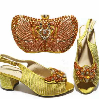 AB5859 New Design Low Heal Outdoor Shoes and Bag Set Multicolors for Women