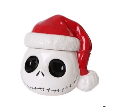 Custom wholesale handmade ceramic nightmare before christmas containers jack kids home decor candy bowl with lid cookie jar