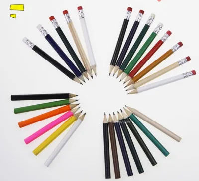 3.5 Inch Hexagonal Mini Colored Wooden Golf HB Lead Golf Score Pencil with Protect Cap
