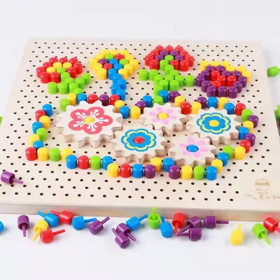 3D Colorful Wooden Construction Educational Toys for Kids Learning and Brain Development Games
