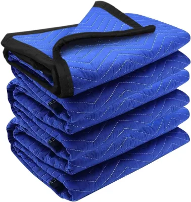 72x40inch Eavy Duty Padded Moving Blanket, Quilted Packing Blankets for Moving Furniture Padded Shipping Furniture Mover Blue