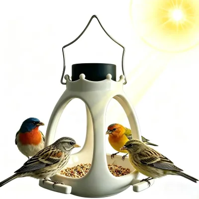 Outdoor Hanging ABS Bird Feeder with Anti-Spill Design Large Capacity for Birds-Modern Art Style for Garden/Courtyard/Balcony