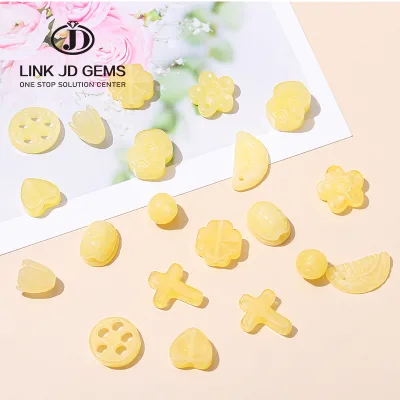 JD 10 Pcs/lot Yellow Amber Bead Semilunar Comb Four-Leaf Clover Shape Loose Beads for Jewelry Making Diy Bracelet Necklace