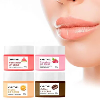OEM Fruit Lip Scrub 4 Flavors Exfoliate Dead Lip Skin Moisturize Chapped Lips Brighten Dark Lip Tone Repair Dry Rough Lip
