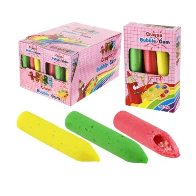 Colorful Crayon Shaped Fruity Bubble Gum Stick in Box
