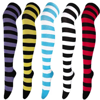 Autumn Winter Women's Casual Regular Knee Socks Breathable Spandex/Nylon Christmas Striped Halloween Cosplay Party Knitted Body