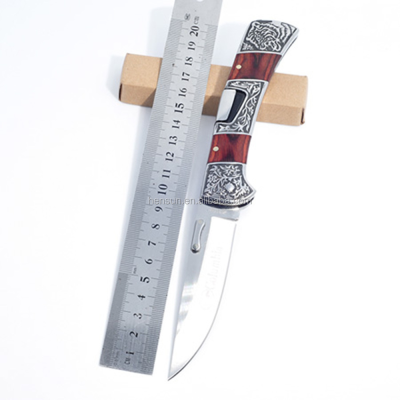 Back Lock Folding Knife Wood Handle Survival Pocket Knives for Gift