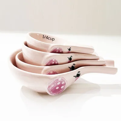 Wholesale Eco-Friendly Custom Pink Elephant Ceramic Measuring Cup Set Kitchen Usage Kitchenware