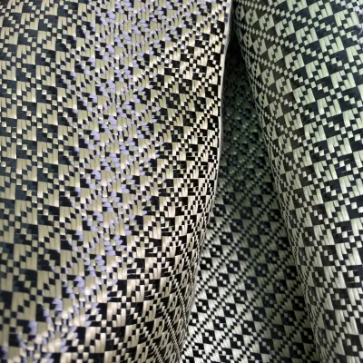 High Modulus Wear Resistant Fabric for Bicycle Frames Drone Shells Sporting Goods Jacquard Yellow Color Carbon Fiber Fabric