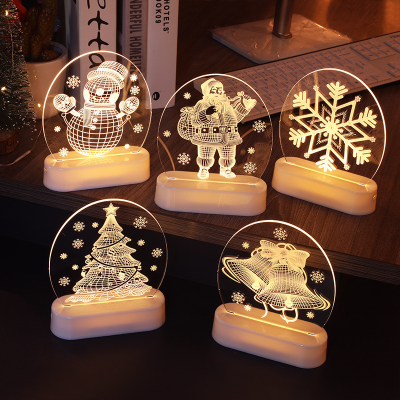 New Christmas Night Light Holiday Decoration Room 3D Christmas Table Lamp Santa Claus Ornaments