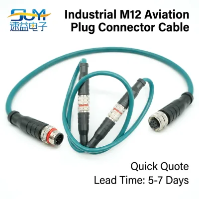 Custom Waterproof Industrial M12 Aviation Plug Connector Sensor Cable Wire Harness for Automation Control Systems