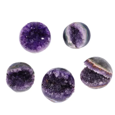 Natural Fengshui Healing Crystals Stone Sphere Druzy Geode Brazil Amethyst Quartz Crystal Ball Sphere for Energy Healing