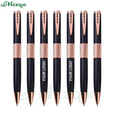 Hot Sale High Quality Luxury Metal Roller Pen Gold Rose Gold Plating Custom Logo Color Ballpoint Pens Black Ink Promotional Use