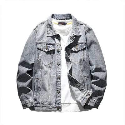 Guangzhou Denim Factory New Design Jeans Coat Fashion Printed Denim Jacket Oversized Casual Denim Jackets For Men 2024