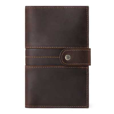 Outdoor Passport Wallet Credit Card Multi-Card Slots SIM Card Storage Premium Genuine Leather Button Closure 8 Cards Travel