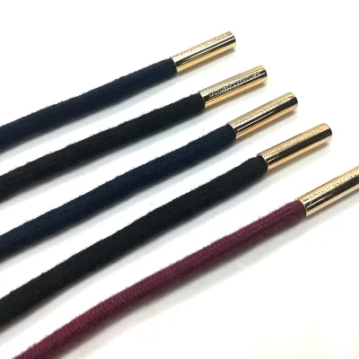 High Quality 100% Cotton Braided Cords Drawcord String with Eco-Friendly Plastic Aglets for Bags Shoes & Garment Use