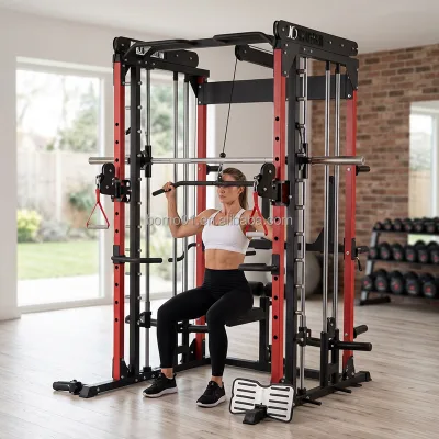 Wholesale Durable Strong Stable Home Fitness Cable Driven Weight Stack Gym Equipment Smith Squat Rack Benches Racks Set Alloy
