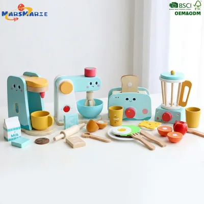 New Montessori Wooden Educative Other Pretend Play Preschool Kids 4-in-1 Mini Kitchen Play Set Toys for Children Babies Toddlers