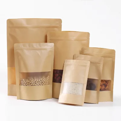 Flat Bottom Sachet Stand up Pouch Matrimony Vine Bag Paper Package Food Kraft Paper Packaging With Coating