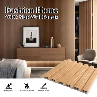 Solid 4-Rail WPC Wall Panel Waterproof Background Wall Grille Embossed Recessed Wall Panel Export-grade Decorative Cladding Wall