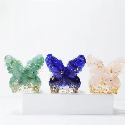 Wholesale Natural Crystal Resin Gemstone Chips Creative Butterfly Pencil Storage Healing Stone for Decoration