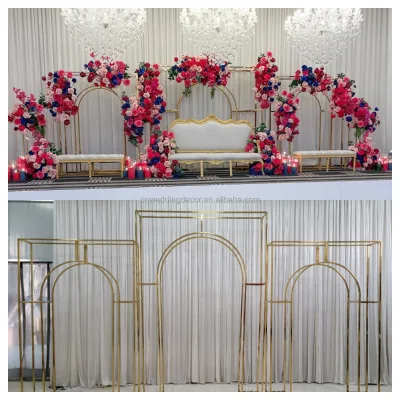 SMOOTH Golden Stainless Metal Backdrop Stand Arched Customized Factory Price Metal Stand Arched