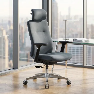 Multi-Function High Back Executive Fabric Swivel Chair with Seat Sliding And Aluminium Base