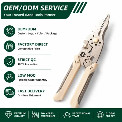 Electrician Wire Stripper 9'' Stainless Multi Function Crimping Cutting Plier for Electrical Cable Installation OEM Manufacturer