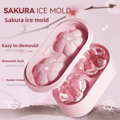 Creative Cherry Blossom Whiskey-Inspired Ice Maker Tray Mold DIY Refrigerator Ice Cubes PP Material Single-Use Quick-Freezing