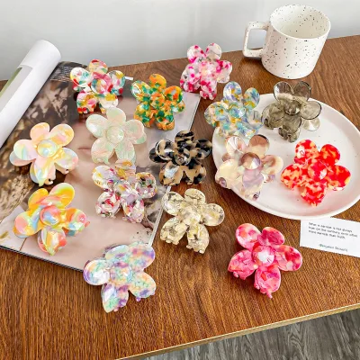 7cm Women's Hair Accessories High Quality Colorful Temperament Flower Gripper Hair Claw Clip