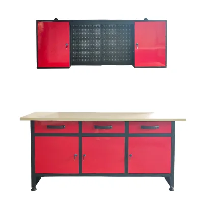 Garage Work Station Work Bench Peg Board Storage Cabinet Combined Working Unit 67-Inch Carbon Steel Powder Coated 380kg Load