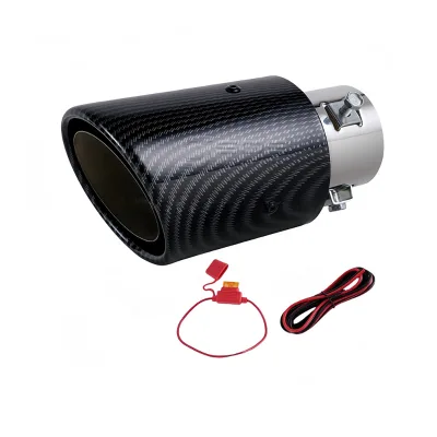 SQS OEM/ODM High-Quality 63mm Carbon Fiber Color Car Exhaust Muffler Pipe Tip with LED Light Muffler Exhaust Car Accessories