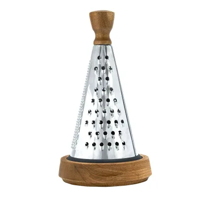 Acacia Wood Base With Stainless Steel Cheese Grater for Kitchen
