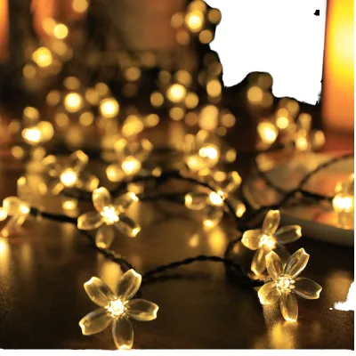 Outdoor Solar Cherry Blossom Flower Christmas String Led Rope Light 5 Meter 10 Led IP65 for Garden Wedding Decoration