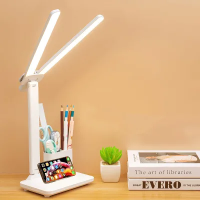 Double Head Lighting Modern Desk Lamp Study Eye Protect Dormitory Charging Folding Reading Touch Control Table Lamp for Student