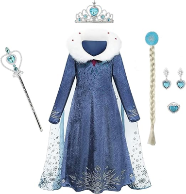 Girls Princess Dress Costume Winter Snow Queen Fancy Dress for Christmas Fancy Birthday Party Coronation Dress