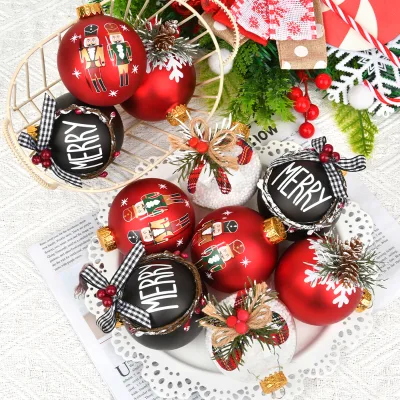 Hand Painted 7cm Glass Snowflake Christmas Ball Ornament Nutcracker Soldier Tree Decorative Item for Holiday Season