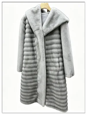Blinglace Long Length Shawl Collar Luxury Warm Elegant Women's k Fur Outerwear
