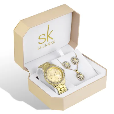 SK Watch Set Three-piece Gold Watch Birthday Gift Ladies Watch Set