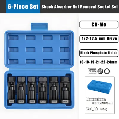 6-Piece Coated Manual Shock Absorber Nut Removal Socket Set-Professional Automotive Repair Accessories Set Tool Kit