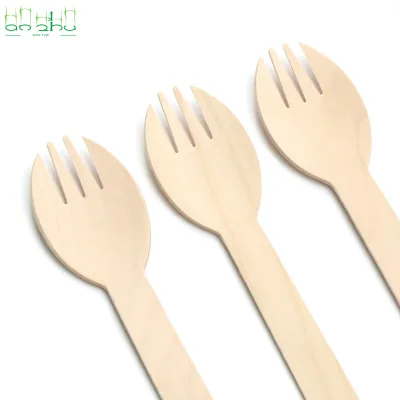 Mini Wooden Spoon Fork Set Disposable Dessert Cutlery for Ice Cream Yogurt Bakery Shop