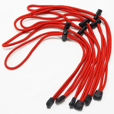 Kofei Custom Plastic Slider Length Adjustable Red Cord Neck Strap Cord Round Rope Lanyard
