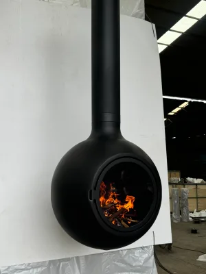 Matte Black Smokeless European Luxury Living Room Decoration Environmentally Friendly Suspended Fireplace