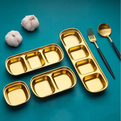 Customized Logo Stainless Steel Sauce Trays with 1/2/3/4 Compartments Eco-Friendly Soy Sauce Dishes