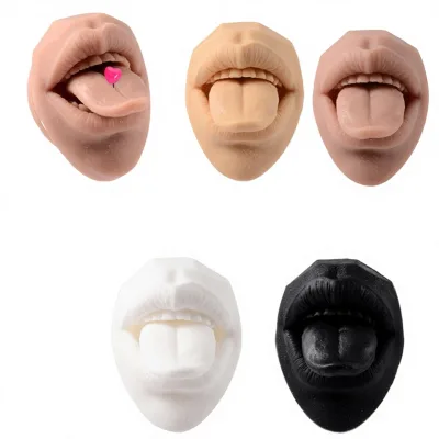 Cross-border Facial Silicone Gel Model with Mouth and Tongue for Piercing Practice and Lip/Tongue Ring Display (Ellipse Shape)