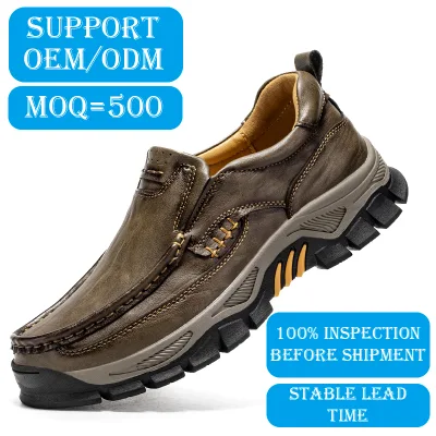 OEM Popular Men's Leather Shoes Breathable Large Size Casual Shoes Outdoor Sports Versatile Travel Hiking Shoes for Men 55331