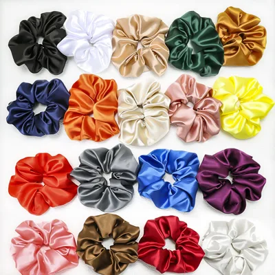 Bright  Morandi Colors Scrunchies Silky Satin Elastic Hair Bandc Custom Logo Scrunchies Women's Hair Accessories
