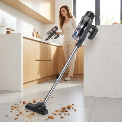 Corded 500W Dry Stick Vacuum Cleaner with 15Kpa Suction Lightweight HEPA Filtration for Carpet Hardwood Floors & Pet Use